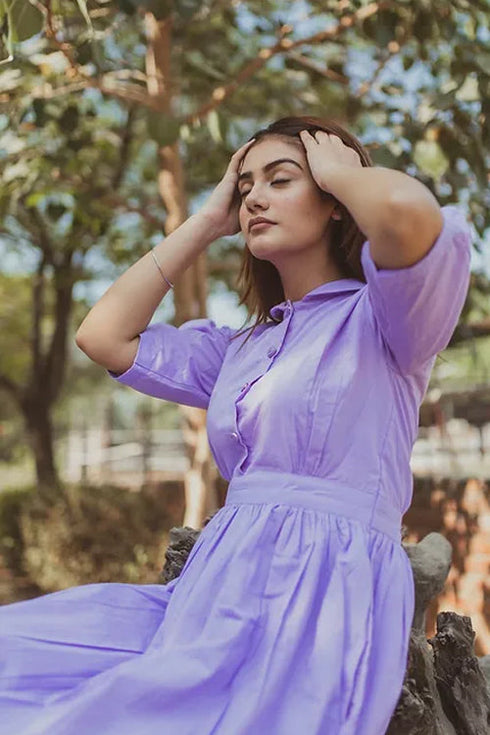 Taylor Lilac Collared Midi Dress